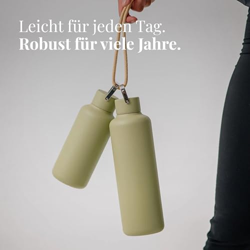 Image of EQUA Timeless Stainless Steel Water Bottle, 1000 ml, BPA-Free, Leak-Proof, Durable, Multifunctional, Matcha