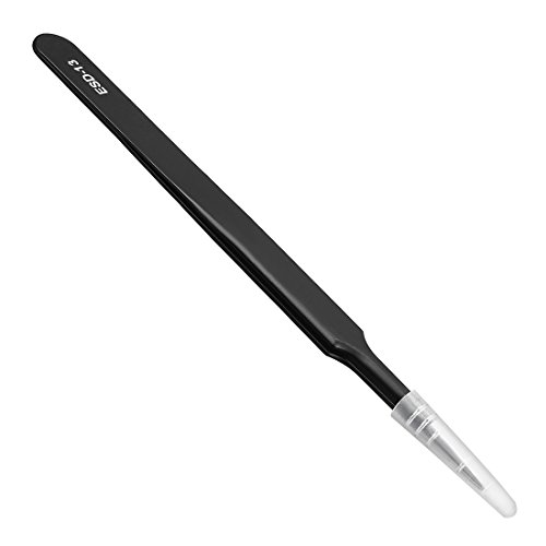 Uxcell Esd-13 Tweezers, Anti-Static Stainless Steel Non-Magnetic Blunt Tip For Craft Jewelry Electronics, 4.8" Overall Length #TOP2