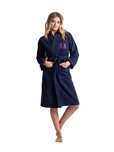 Image of Turkuoise Soft & Absorbent Towel Robe, 100% Cotton Turkish Terry Cloth Kimono Bathrobes for Women