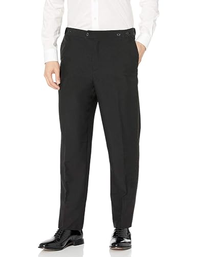 Adam Baker Men's Modern Fit Flat Front Tuxedo Pants - Buttons Adjustable Waist