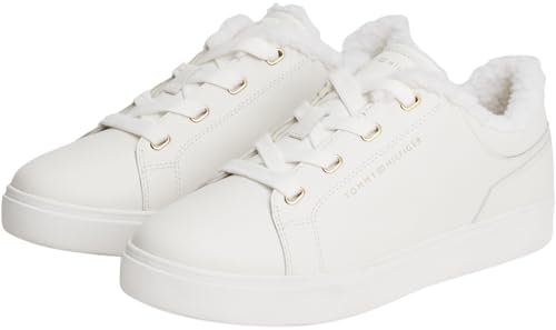 Tommy Hilfiger Damen Cupsole Sneaker Casual mit Teddy-Fell, Weiß (Ecru), 39 – Ansicht 3