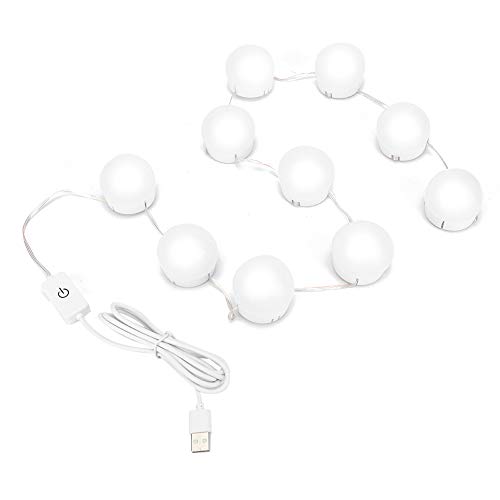 MISDBOUBM 10 unidades de bombilla LED de colores con USB 3 para espejo de tocador de maquillaje, bombilla LED para espejo de brillo ajustable con cinta adhesiva, luz suave y cuidadosa para
