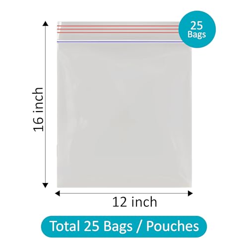 Image of Shalimar Ziplock Pouch | Ziplock /Zipper Bag |12x16 Inches | 25 Pcs | Multi-Purpose Storage Bag | Reusable & Reclosable With Zipper | Color - Natural
