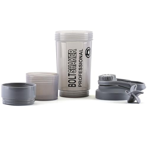 Image of Zyro Protein Funnel & Bolt Protein Shaker Bottle with Blending Mixer Ball 600 ml Shaker (Pack of 2, Multicolor, Plastic)