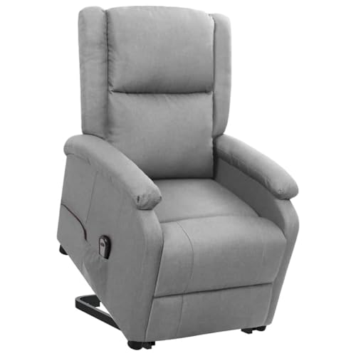 Gecheer Sillón Reclinable Elevador de Pie con Respaldo y Reposapiés Ajustable para Salón Oficina, Tela Gris Claro