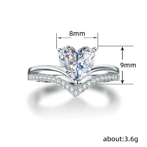 White Gold Plated Heart White Cubic Zirconia Engagement Rings Wedding Bridal Band Promise Rings Evening Parties Anniversary Valentine's Day Gifts Eternity Bands for Women2
