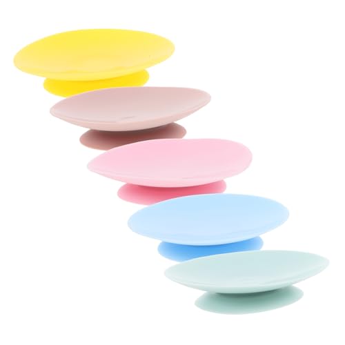 FOYTOKI 5pcs Double-Sided Silicone Suction Pads for Bowls Anti-Slip Portable Fixing Cushions for Tableware Use with Large Coverage and Easy Cleaning for Boy Girl and Seniors