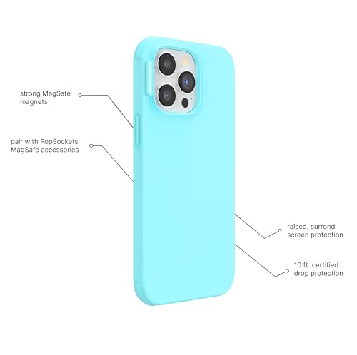 Image of POPSOCKETS iPhone 14 Pro Case Compatible with MagSafe, Phone Case for iPhone 14 Pro, Wireless Charging Compatible, Case Only - Butterfly Pea Blue