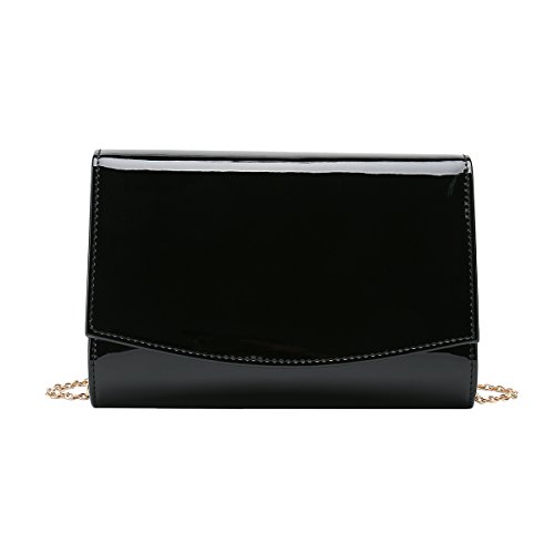 CHARMING TAILOR Patent Leather Flap Clutch for Women Classic Elegant Evening Bag Chic Dress Purse (Black) by CHARMING TAILOR - Used condition - Image 3
