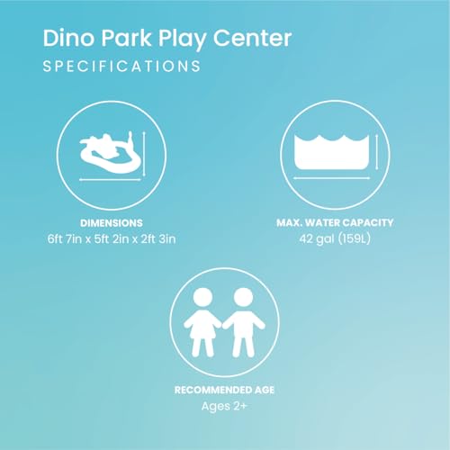 Image of INTEX Dino Park Inflatable Kiddie Pool: Inflatable Kids Pool with Water Sprayer and Slide - Splash Pad - 79 inch x 62 inch x 27 inch - Ages 3+