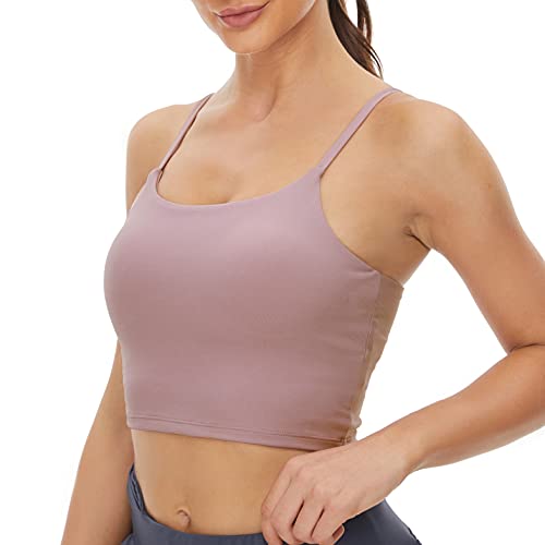 ZUOLUNDUO Womens Longline Sports Bra Padded Workout Tops Fitness Running Yoga Bras Tank Tops,WX1427W-Purple-S