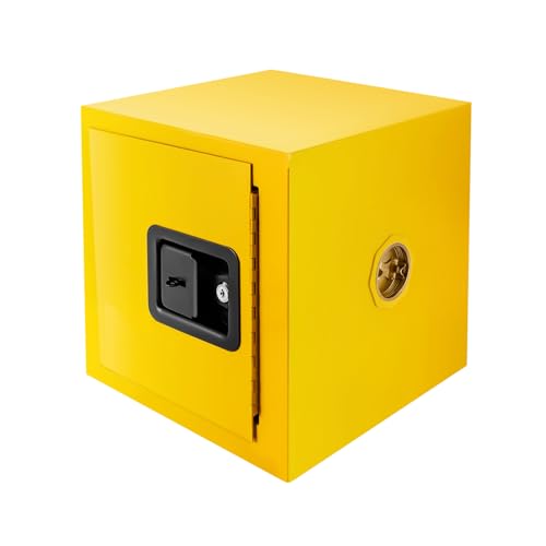 Safety Cabinet 2 Gallon Fire Proof Cabinets, Industry Hazardous Storage Cabinets, Dangerous Goods Chemical Flammable Liquid Storage Cabinet, Explosion Proof Cage for Industrial Home Use, Yellow
