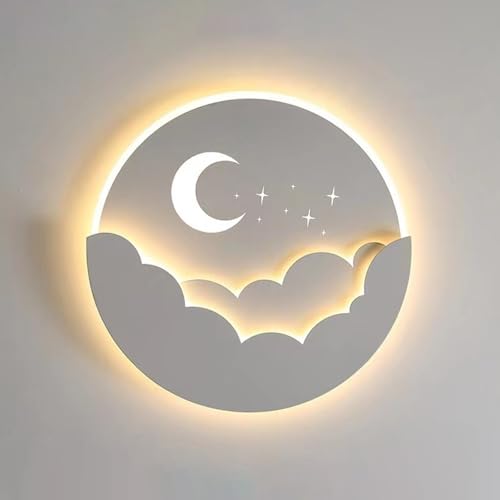 Aplique de pared redondo blanco metálico con luz LED de 28W para dormitorio
