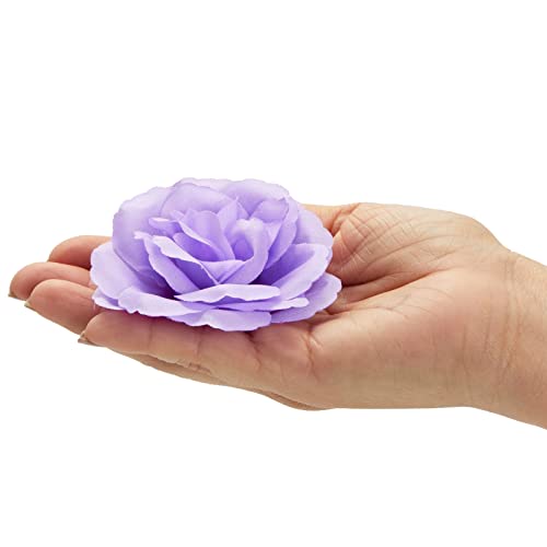 Image of Bright Creations Silk Foam Roses - 50 Stemless 3in Light Purple Heads - Realistic Blooms for Wedding Decor & DIY Crafts - Bulk Artificial Roses Light Purple Flowers