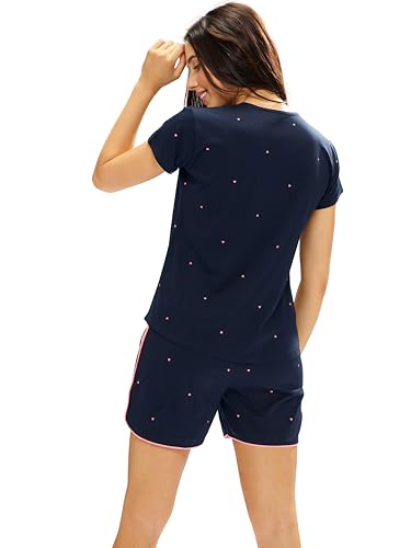 Image of LOTIK Women's Cotton Little Heart Smile Printed Top & Shorts Set