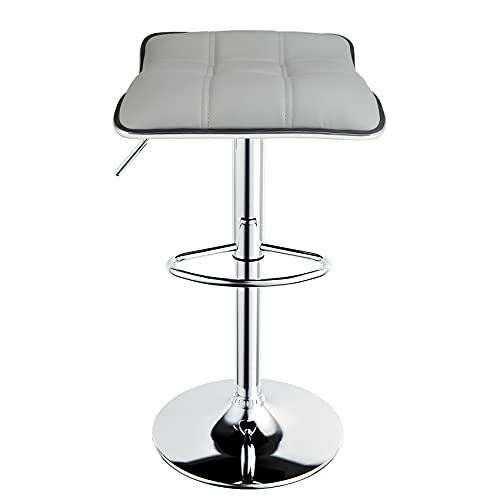 Ergodesign Bar Stools Set Of 2, Square Backless Adjustable Bar Stools, Swivel Bar Stool, Barstools Set Of 2 (Light Grey) #TOP4