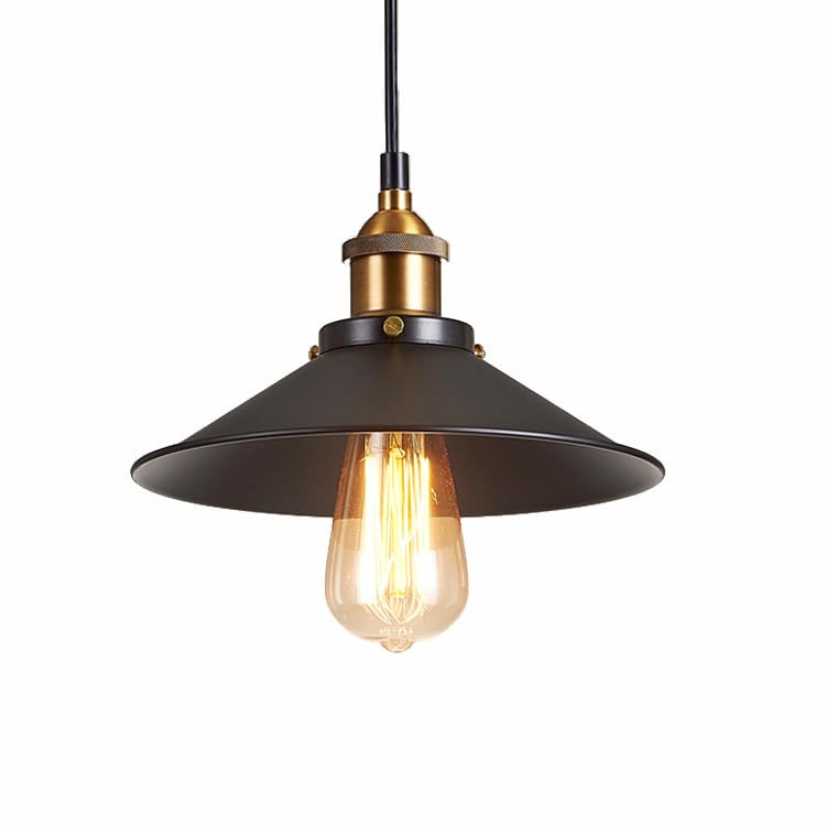 BOLLUMA Vintage Ceiling Light, Retro Pendant Light Shade Vintage Industrial Ceiling Light LED Hanging Fitting Fixture for Kitchen Island Bedroom Hallway