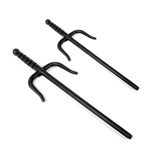 JAGUAR PRO GEAR - Flexible Hard Plastic Training Rubber Sai Black Pair (Black, Large)