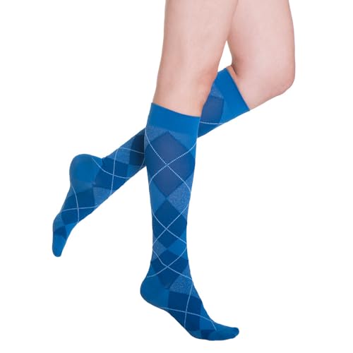 Image of Sigvaris Women's Style Microfiber Patterns 830 Closed Toe Calf-High Socks 20-30mmHg