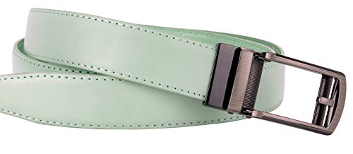 Women's Leather Ratchet Belt, Trim to Fit 18"- 44" Waist, No Holes, Packed in a Gift Box (W726X Mint Green, 30mm Wide)3