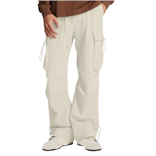 Cargo Pant Men 2025 Multi-Pocket Pants High Elastic Sport Drawstring Sweatpant Comfy Straight Tube Solid Trouser
