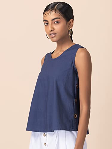 Image of Indya Women's Cotton Solid Sleeveless Regular Fit Blouse Pack of 1