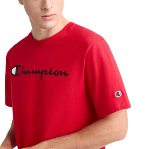 Champion Men's Graphic Short Sleeve T-Shirt, Standard Fit, Classic Script Logo, Midweight 100% Cotton, Available in Regular and Big & Tall, Scarlet, X-Large by Champion - Image 3