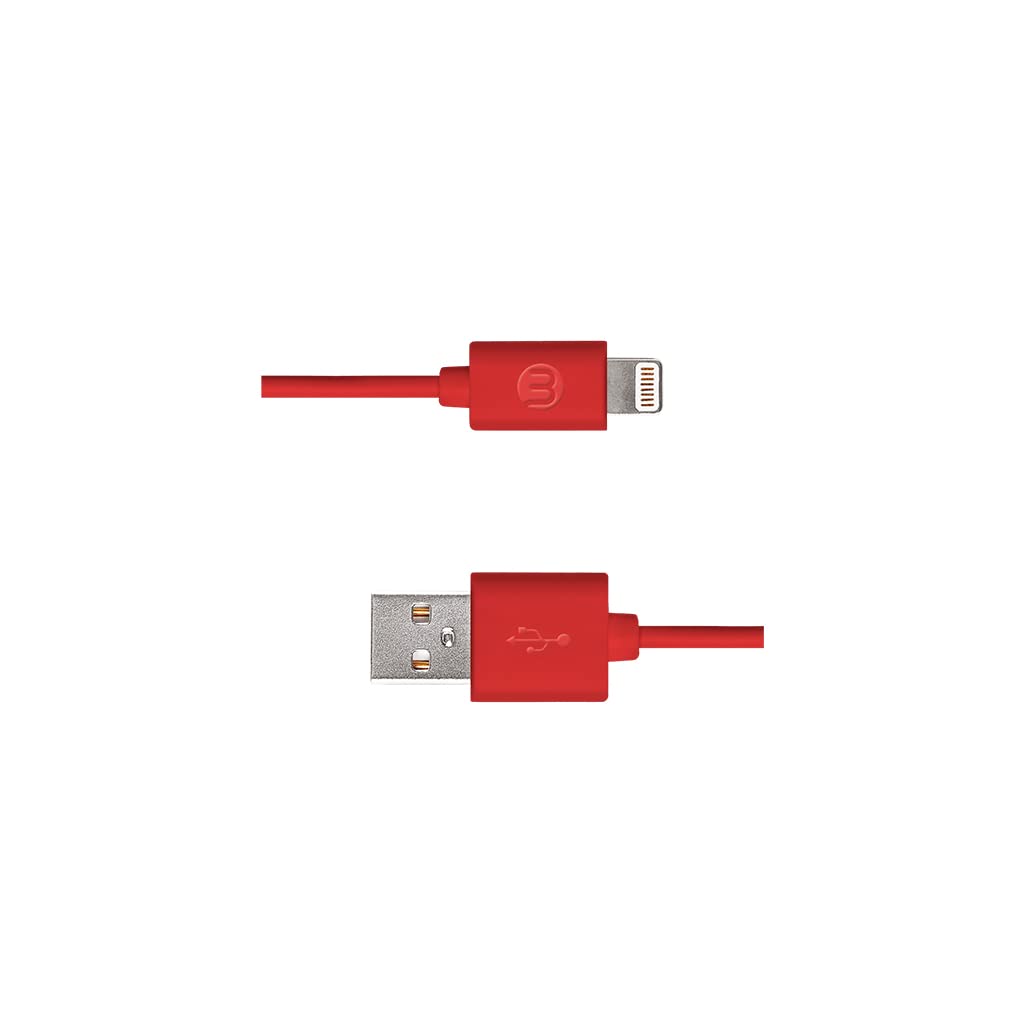 Mojue 3Dk34 Lightning Şarj Kablosu, 1 metre,Kırmızı