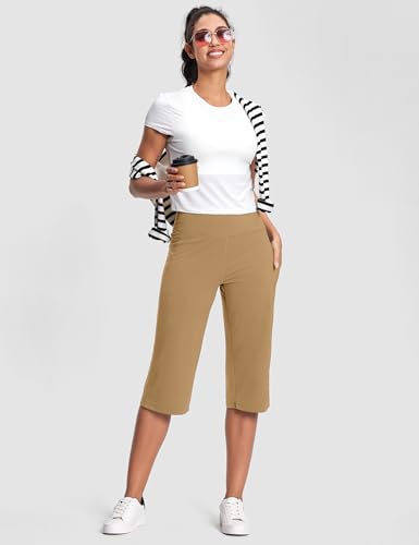 Image of ISEEGZ 15 inch / 18 inch / 21 inch / 25 inch Capri Pants for Women High Waist with Pockets Women's Capris Workout Yoga Pants Loose Straight Leg