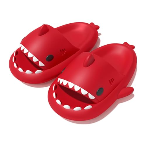 Image of Zureto Shark Slides Unisex, Cute Rainbow Shark Slides Adult, Cloudy Sharks Slides for Women Mens (Red, adult, women, numeric_11, numeric_range, us_footwear_size_system, numeric_11_point_5, medium)