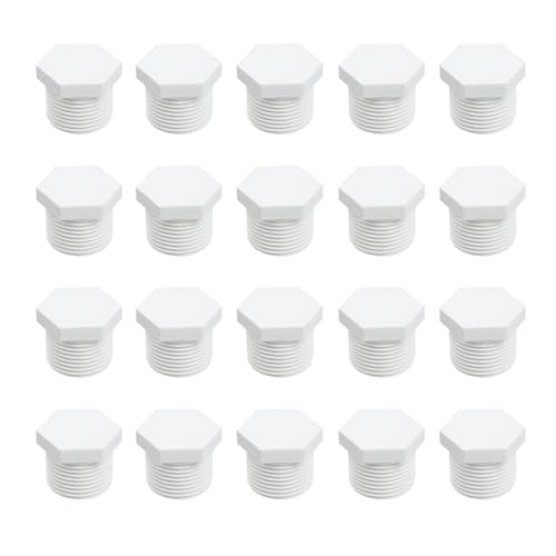 Coshar 20Pcs RV Hot Water Heater Drain Plug, 3/4 Inch, White PVC Drain Plug