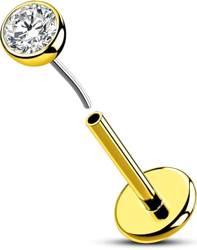 OUFER Body Piercing Titanium 20G Threadless Lip Piercing Jewellery 5/6/8/10/12mm Push In Labret Helix Nose Trgus Conch Lobe Stud