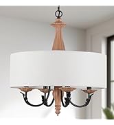 Tescruant 17.3" French Country Modern Drum Chandelier Light Fixture Mid Century Framhouse Chandel...