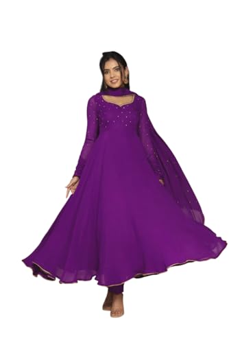 Image of Elegant Fox Georgette Gown with Sequence Work & Moti Lace Dupatta Party & Ethnic for Women