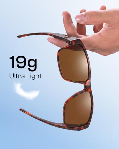 Image of DUCO Polarized Fit Over Sunglasses for Men and Women UV400 Protection Retro Square Wrap Around Shades for Driving Riding 8986