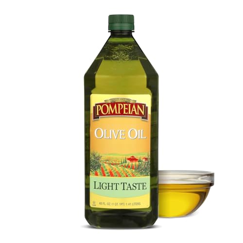 Pompeian Light Taste Olive Oil - 48 fl oz - 1.41 L - Olive Oil for High Heat Cooking - Light Flavor...
