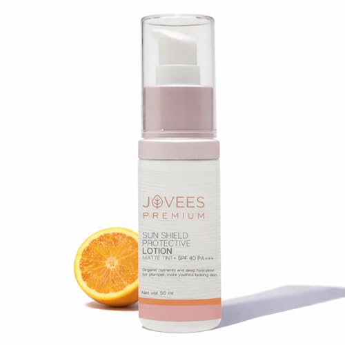 Image of Jovees Sunscreen Sensitive Skin Premium Sun Shield Protective Lotion SPF 40 | Broad Spectrum PA+++ | Matte Tint | Infused with Organic Extracts | Lightweight Sunscreen For Men /Women- 50ML