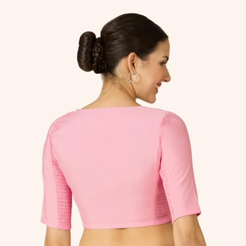 Image of Studio Shringaar Women's Cotton Stretchable (Smocked) Readymade Saree Blouse with Underarm Sweat Pads (Pack of 14 Pads)