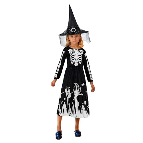 Generisch Elegante vestido de cosplay, vestido gótico, disfraz medieval para mujer, fiesta de Halloween, uso diario, Negro , 9-10 Jahre