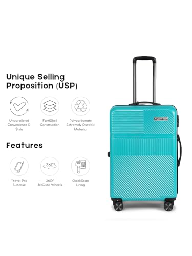 Image of Move-Meant VOYAGEWARE Small Cabin & Medium Check-in Suitcase | 55 Cm & 66 Cm | 360 Degree 8 Wheels Number Lock Polycarbonate S.Green Trolley Bag | Luggage for Travel - Pack of 2