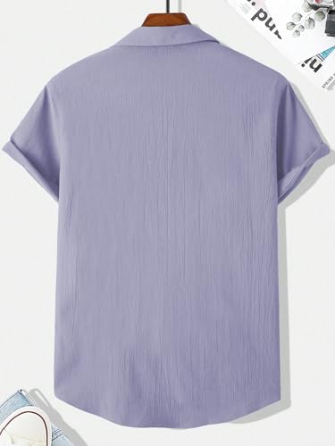 Image of TAGDO Men's Regular Fit Textured Fabric Shirts | Camp Collar & Short Sleeve Button-Down Shirt for Man | Comfortable with Smart Casual Look, Summer Beachwear (5171)