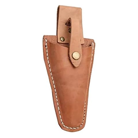 Leather Sheath Tool Holsters Garden Pruner Holster Leather Hand Pruner Sheath Garden Pliers Scissors Holder with Snap for Gardening Pruning Shears Scissor, Brown Cover