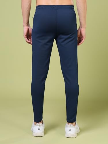 Image of TECHNOSPORT Men's Slim Fit Track Pants with Zip Pockets, ELASTO Plus Quick Dry Stretchable Lightweight Lower for Gym Running Yoga and Sports