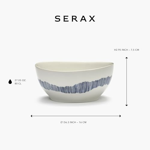 Small White Blue Food Bowls Set of 4 | Feast tableware by Ottolenghi | Stoneware Microwave Safe Bowls | Dish Set, Dinnerware Sets for Pasta Noodles, Cereal, Soup Bowl, Serving Bowl - Image 3