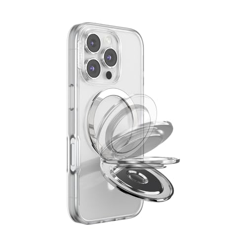 Image of PopSockets Kick-Out Grip for MagSafe, Adjustable Kickstand for Portrait or Landscape, Magnetic Stand, Silver - Silver