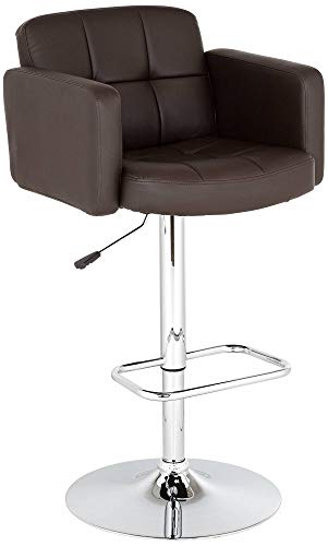 Studio 55D Trek Chrome Butaco Giratorio Ajustable 32 3/4" Alto con Cojín Tapizado en Cuero Sintético Espresso Marrón y Respaldo para Cocina o Isla miniatura 6