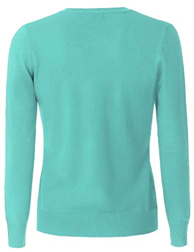 Image of Women's Long Sleeve Button Down Crew Neck Soft Knit Cardigan Sweater