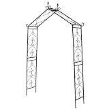 DOEWORKS Dekorativer Metallgartenbogen, Rosenbogen Gartenlaube für Verschiedene Kletterpflanzen,rankhilfe Torbogen Garten im Freien Rasen Hinterhof, 120x40x230cm, schwarz