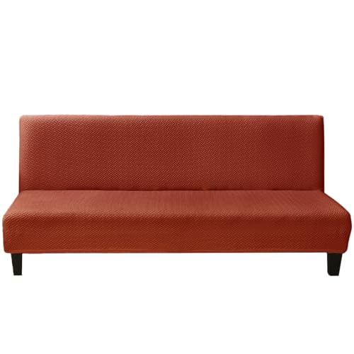 ZRCYXDW Folding Futon Cover, Stretch Futon Slipcover Soft Spandex Removable Sofa Bed Cover with Elastic Bottom Washable for Living Room-Orange-190-210cm(74.8-82.6in)