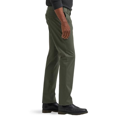 Lee Men's Extreme Motion Flat Front Slim Straight Pant, Olive Gray2